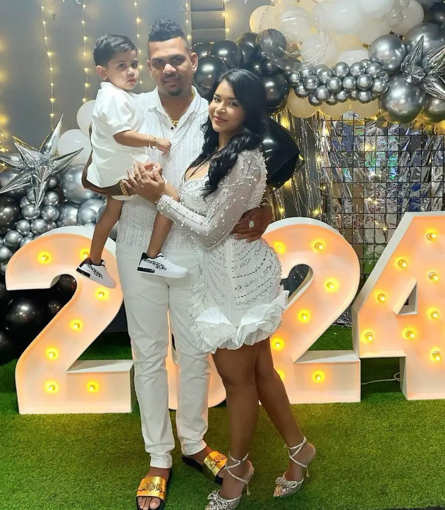 Sunil Narine with Wife and Son
